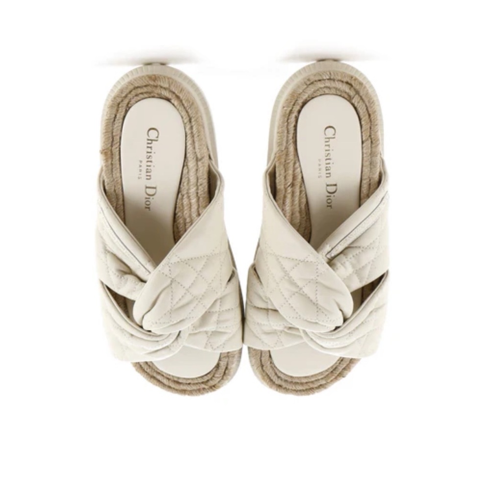 Christian Dior white platform slides